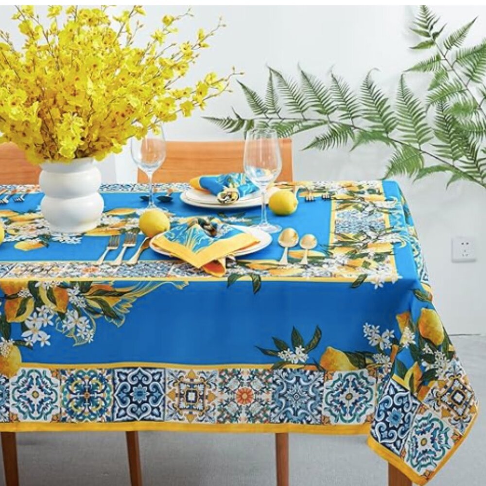 YiHomer Provence Blue Lemon Mediterranean Tile Tabletop for Spring Summer - Picture 3 of 5